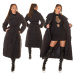 Sexy Fashionista Extra Long Winterjacke mit Gürtel black