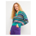 LC Waikiki Polo Neck Patterned Long Sleeve Women's Knitwear Sweater