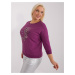 Purple women's plus size blouse with inscription