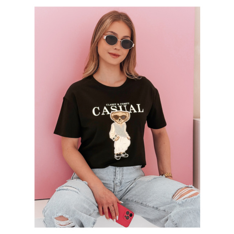 T-shirt damski z misiem MISTREET czarny Dstreet