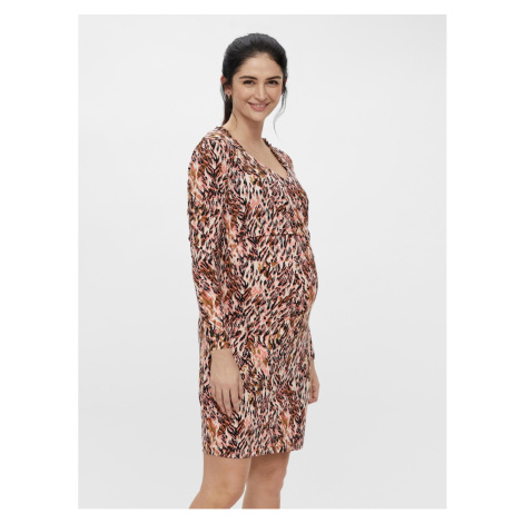 Brown Pregnancy/Breastfeeding Patterned Sheath Dress Mama.licious Nora - Women Mama Licious