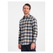 Ombre Classic men's flannel check cotton shirt - brown and navy blue