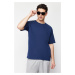 Trendyol Indigo Oversize/Wide Cut Basic 100% Cotton T-Shirt