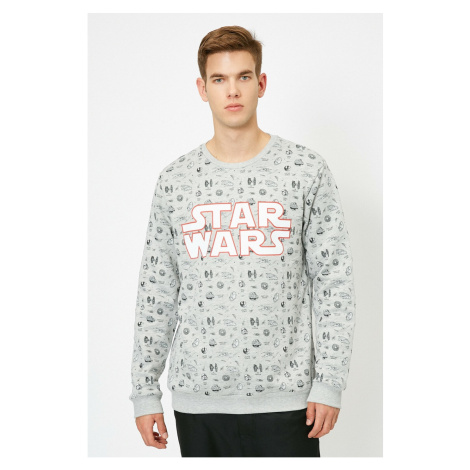 Koton Men's Gray Star Wars Licensed Printed Sweatshirt