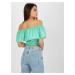 Mintový crop top s volánem LK-TP-508609.37-mint