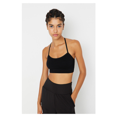 Trendyol Black Seamless/Seamless Lightweight Supported/Styling Back String Strap Knitted Sports 