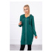 Dress with hood and hood in dark green color