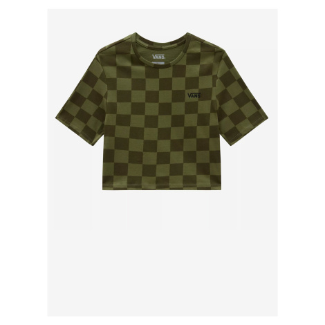Zelené dámske kockované cropped tričko VANS Checker