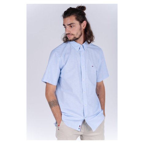 Tommy Hilfiger Košeľa - FLEX CO/LI PINSTRIPE SHIRT S/S bledá modrá