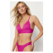 Trendyol Fuchsia Triangle Push Up textúrovaný top bikín