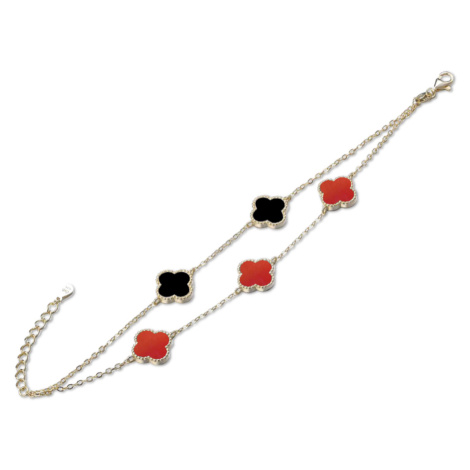 MINET Pozlátený strieborný náramok s červeným achátom a ónyxom JMAS7043RB16