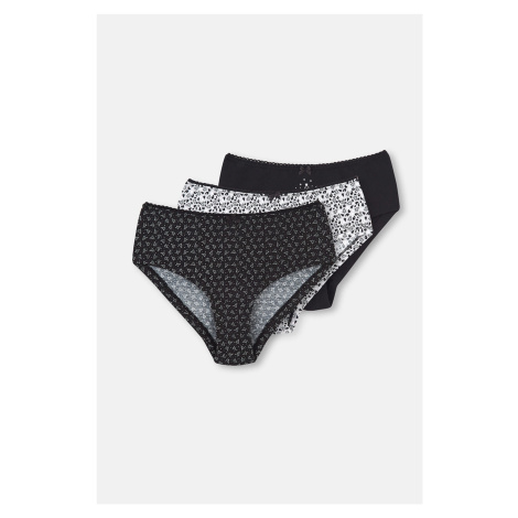 Dagi Black 3-Pack Patterned Cotton Hipster