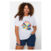 Trendyol Curve White Crew Neck Printed 100% Cotton Knitted T-Shirt