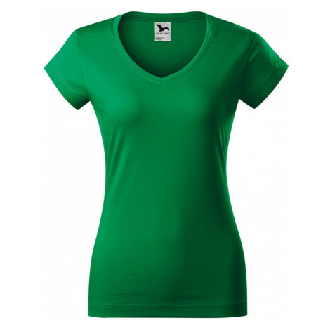 MALFINI Dámske tričko Fit V-neck - Stredne zelená