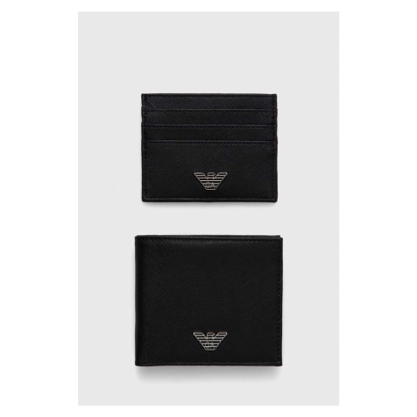 Peňaženka a kožený obal na karty Emporio Armani pánsky, čierna farba, Y4R237 Y138E