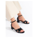Zaujímavé čierne dámske sandále na širokom podpätku