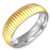 Prsteň zlatej farby z chirurgickej ocele - vrúbkovaný - Veľkosť: 65 mm
