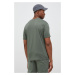 Bavlnené tričko New Balance zelená farba, jednofarebné