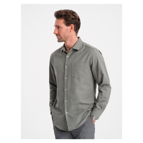 Ombre Men's REGULAR FIT shirt with pocket - khaki