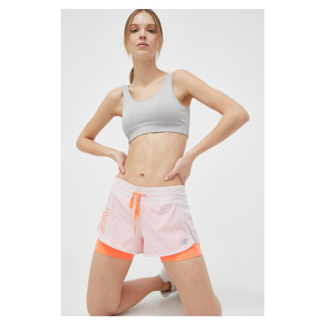 Bežecké šortky New Balance Printed Impact Run ružová farba, vzorované, stredne vysoký pás