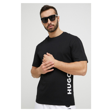 Plážové tričko HUGO čierna farba, s potlačou Hugo Boss