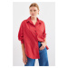 Bigdart 20208 Striped Oversize Long Basic Shirt - Red