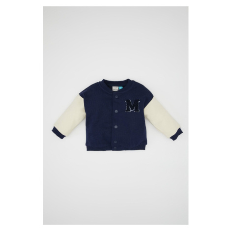 DEFACTO Baby Boy Disney Mickey & Minnie College Collar Snap Closure Seasonal Bomber Cardigan