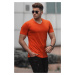 Madmext Basic V-Neck Orange T-Shirt 5281