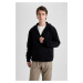 DEFACTO Regular Fit Hooded Soft Feather Inner Cardigan