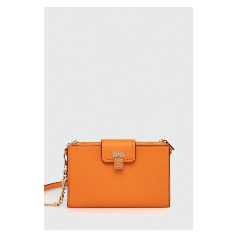 Kožená kabelka MICHAEL Michael Kors oranžová farba