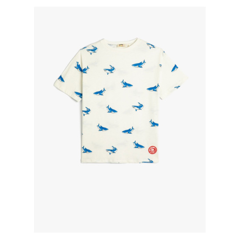 Koton T-Shirt Crew Neck Short Sleeve Shark Print Cotton