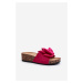 Women's slippers on a cork platform with a bow Fuchsia Tarena