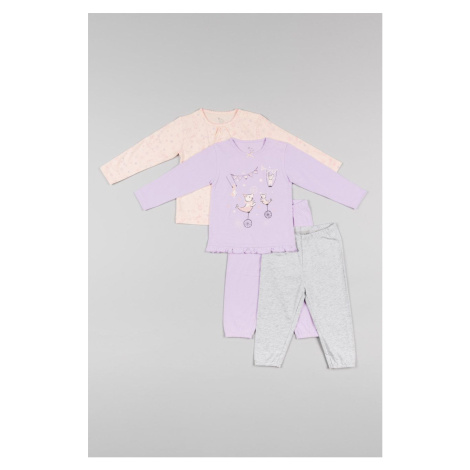 Detské bavlnené pyžamo zippy fialová farba, vzorovaná