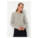 Trendyol Gray Crop Premium Yarn/Special Yarn Pocket Detailed Jacket-Look Knitwear Cardigan