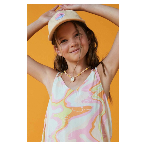 Detská bavlnená šiltovka Roxy béžová farba, s nášivkou