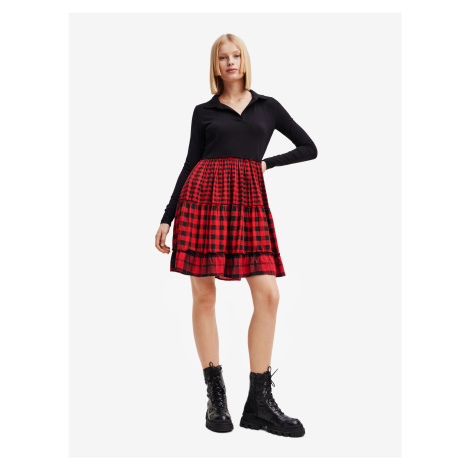 Red and Black Checkered Dress Desigual Harryst - Ladies