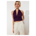 Trendyol Purple Barbell Fitted Crop Knitted Blouse