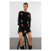 Trendyol Black Floral Crew Neck Knitwear Sweater