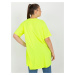 Fluo žlutá hladká halenka plus size s výstřihem JEDNA