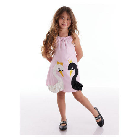 Šaty pre dievčatko Swan Girl pletené v ružovej farbe