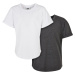 Boys Long Shaped Turnup Tee 2-Pack Charcoal+White
