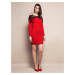 DRESS WITH LACE AT THE NECKLINE RED