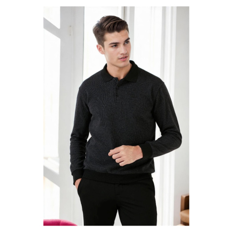 77856 Dewberry Polo Neck Mens Sweater-ANTHRACITE