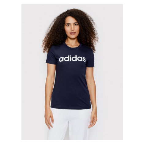 Adidas Tričko Loungewear Essentials Logo H07833 Tmavomodrá Slim Fit