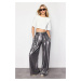 Trendyol Anthracite Wide Leg Shiny Woven Trousers