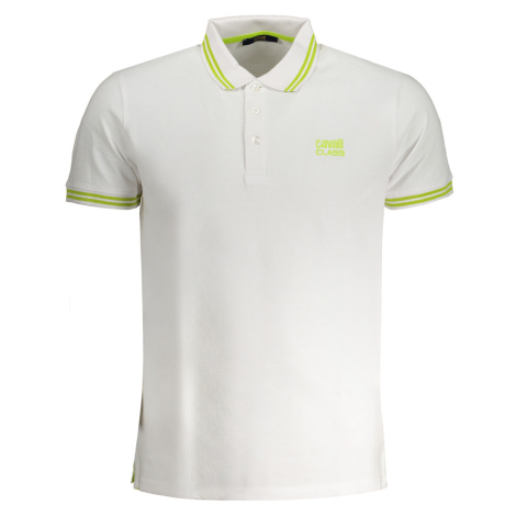 CAVALLI CLASS MEN'S WHITE SHORT SLEEVED POLO SHIRT Roberto Cavalli