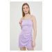 Šaty Hollister Co. fialová farba, mini, priliehavá