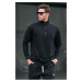 Madmext Men's Black Zipper Collar Basic Sweatshirt 6157