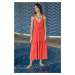 Trendyol Orange Maxi Woven Ruffle Beach Dress