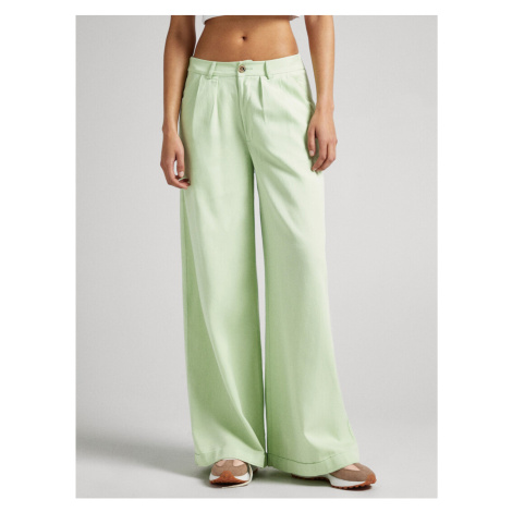 Light Green Womens Wide Trousers Pepe Jeans Monna - Ladies